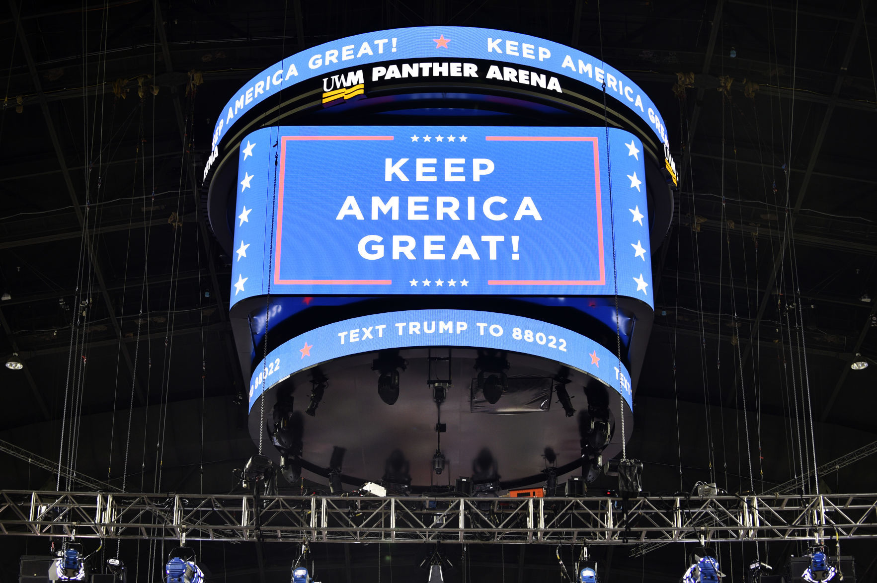 KEEP AMERICA GREAT on the stadium screen